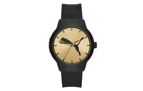 PUMA Wrist Watches Quartz Movement Silicone Strap Gold Dial Men's Watches P5085