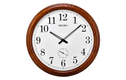 SEIKO Seiko 20-inch sub-second hand atmospheric Chinese-style home living room corporate office alder solid wood quartz movement wood wall clock men and women same style white QXA155B