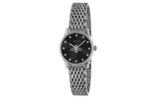 GUCCI G Timeless Collection Wrist Watches Quartz Movement Stainless Steel Strap Black Dial Women's Watch