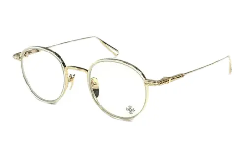 Chrome Hearts Metal Oval Eyeglass Frames Unisex Gold
