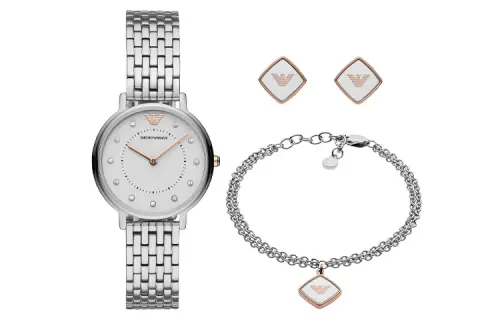 EMPORIO ARMANI Gypsophila Collection Wrist Watches Quartz Movement Stainless Steel Strap White Dial Women's Watch