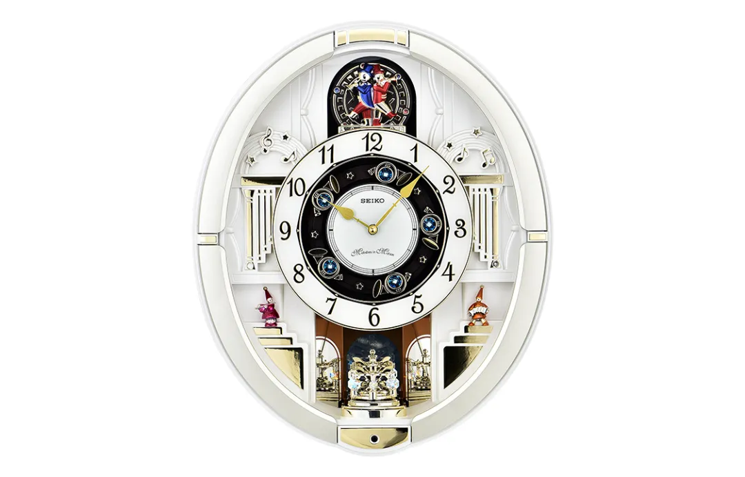 SEIKO Quartz Movement Plastic Wall Clock Unisex Gold QXM290S