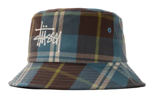Stussy Cotton Bucket Hats Unisex Blue/Mint Gray Green/Orange