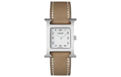HERMES Heure H Wrist Watches Quartz Movement Genuine Leather Strap White Dial Women's Watch Waterproof