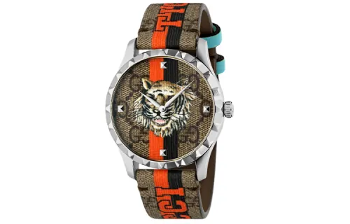 GUCCI G Timeles Collection Wrist Watches Quartz Movement Canvas Strap Coffee Watch Dial Women's Watch
