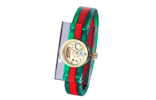 GUCCI Plexigla Wrist Watches Quartz Movement Resin Strap 24mm Skeleton Dial Women's Watch