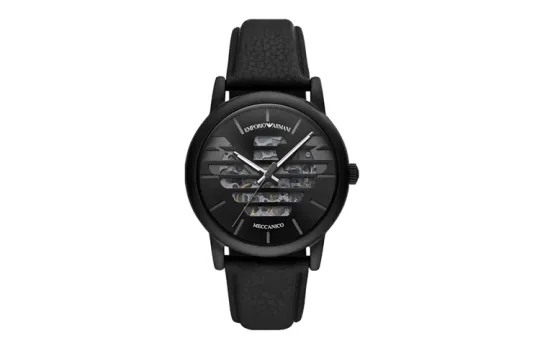EMPORIO ARMANI LUIGI Wrist Watches Mechanical Movement Leather Strap Black Dial Men's Watches