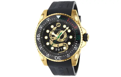 GUCCI Dive Collection Wrist Watches Quartz Movement Rubber Strap Black Dial Men's Watches 200m Waterproof