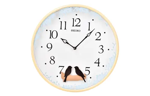 SEIKO Seiko 13-inch clock cuckoo pendulum living room bedroom pastoral creative fashion quartz movement polyester plastic case wall clock same style for men and women white QXC237Z