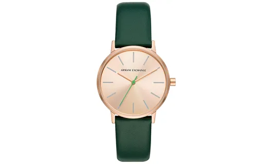 ARMANI EXCHANGE Wrist Watches Quartz Movement Leather Strap 36mm Gold Dial Women's Watch AX5577