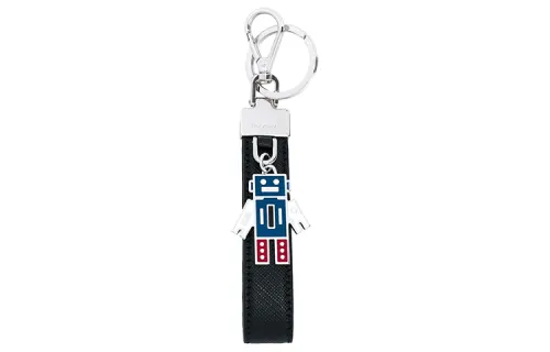 triangle-logo leather keychain