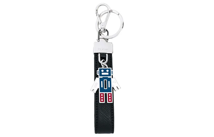 triangle-logo leather keychain
