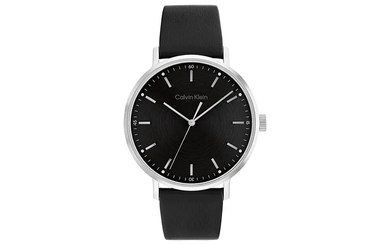 CALVIN KLEIN Wrist Watches Quartz Movement Leather Strap 42mm Black Dial Men's Watches