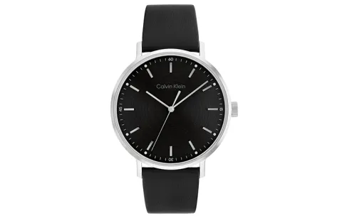 CALVIN KLEIN Wrist Watches Quartz Movement Leather Strap 42mm Black Dial Men's Watches