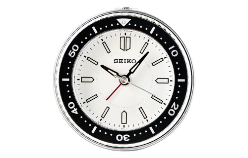 SEIKO Seiko round simple silent sweep second snooze night light luminous alarm clock sweep second movement alarm clock same style for men and women white
