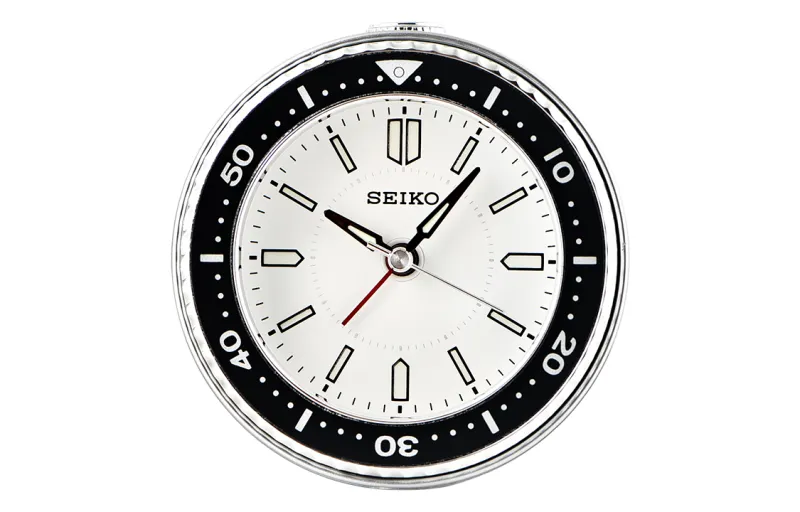SEIKO Seiko round simple silent sweep second snooze night light luminous alarm clock sweep second movement alarm clock same style for men and women white