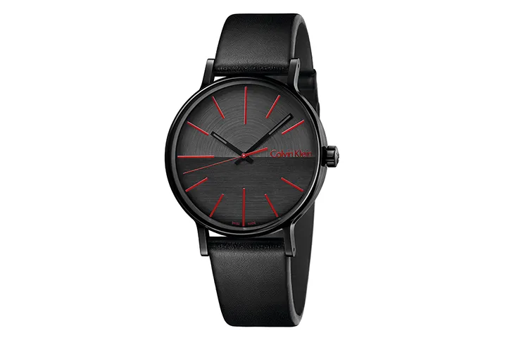 CALVIN KLEIN Boost Wrist Watches Quartz Movement Leather Strap 41mm Black Dial Men's Watches K7Y214CY