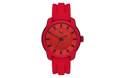 PUMA Wrist Watches Quartz Movement Rubber Band Strap 45mm Red Watch Dial Men's Watches P6019