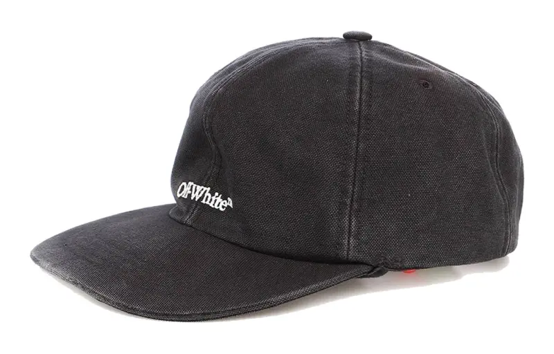 OFF WHITE Bookish Logo Embroidered OBaseball Velcro Strapback Cap
