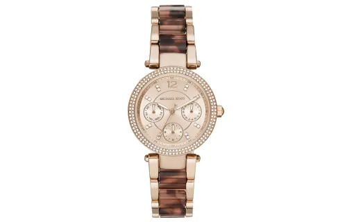 MICHAEL KORS Michael Kors Watch Quartz Movement Steel Strap Beige Dial Women's Watch Michael Kors Starry Steel Strap Fashion Three Eyes MK6834