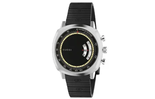 GUCCI Grip Collection Wrist Watches Quartz Movement Rubber Strap Black Dial Men's Watches 30m Water Resistant