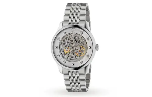 GUCCI G Timeless Collection Wrist Watches Automatic Mechanical Movement Stainless Steel Watchband Skeleton Dial