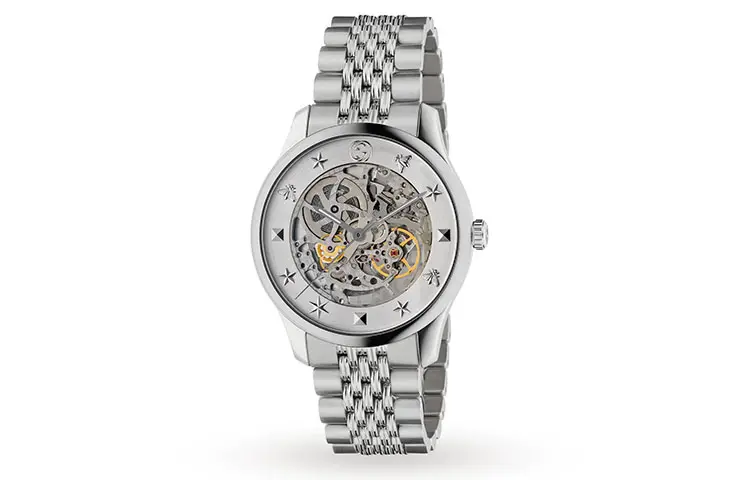 GUCCI G Timeless Collection Wrist Watches Automatic Mechanical Movement Stainless Steel Watchband Skeleton Dial