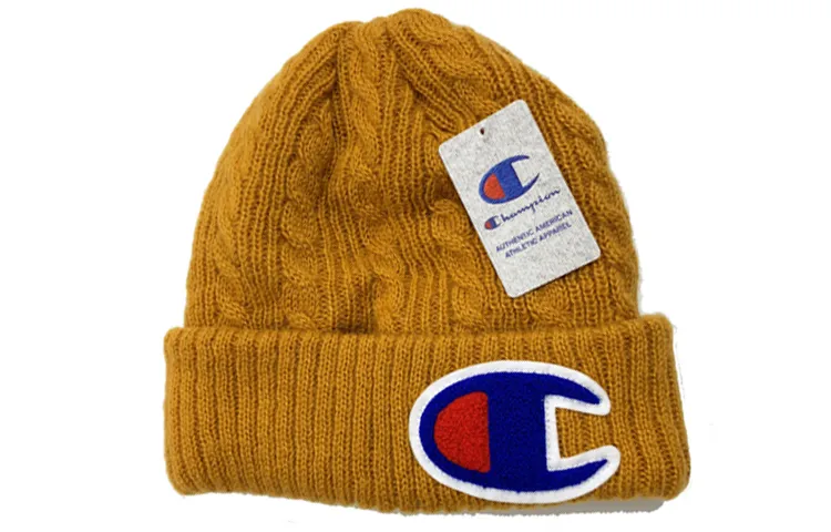Champion Cotton Beanies Unisex Ginger Yellow