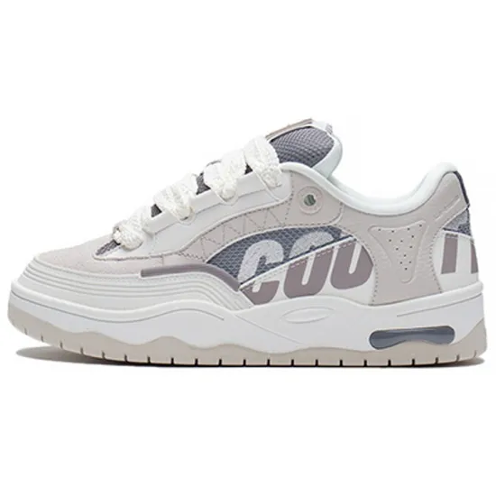 LiNing CF Tracing Cushioning Anti Slip And Wear Resistant Low Top Sports Casual Shoes Women's White Gray