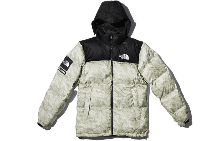 Куртка Supreme x The North Face Paper Print Nuptse Jacket (серая) — фото 4