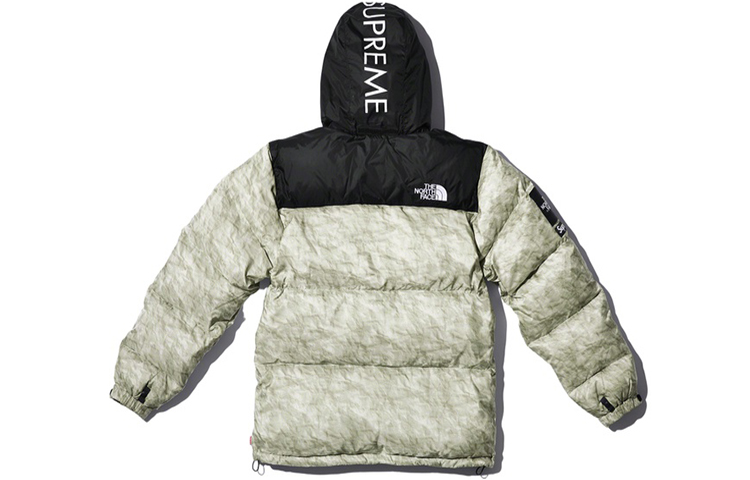 Куртка Supreme x The North Face Paper Print Nuptse Jacket (серая) — фото 5
