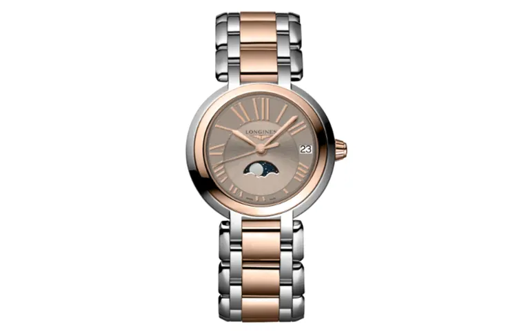 LONGINES Heart Moon Collection Quartz Movement Fashion Women's Watch 30.5mm Coffee Watch Dial