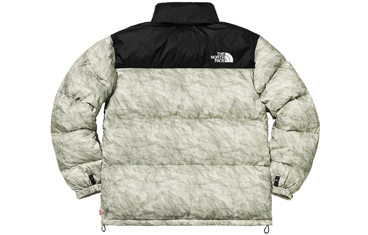 Куртка Supreme x The North Face Paper Print Nuptse Jacket (серая) — фото 3