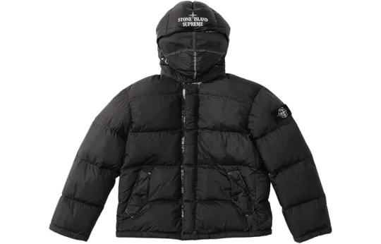 Supreme X Stone Island Painted Camo Crinkle Down Jacket