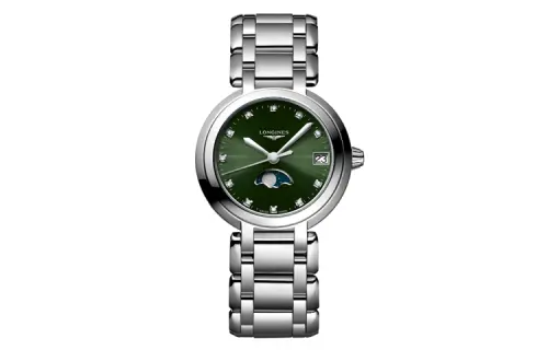 LONGINES Heart Moon Collection Quartz Movement Women's Watch 30.5mm Green Dial Stainless Steel Case