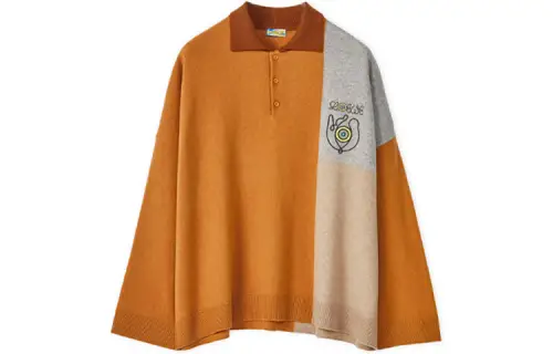 LOEWE Polo Shirts Men's Brown Polo Collar Moderate Straight Fit