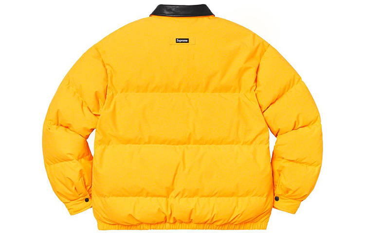 Пуховик Supreme FW19 Week 12 Leather Collar Puffy (желтый) — фото 3