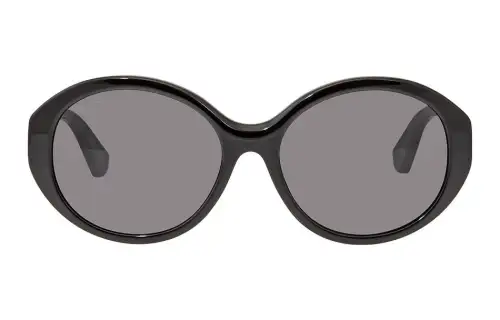 GUCCI Black Plate Round Sunglasses Women's