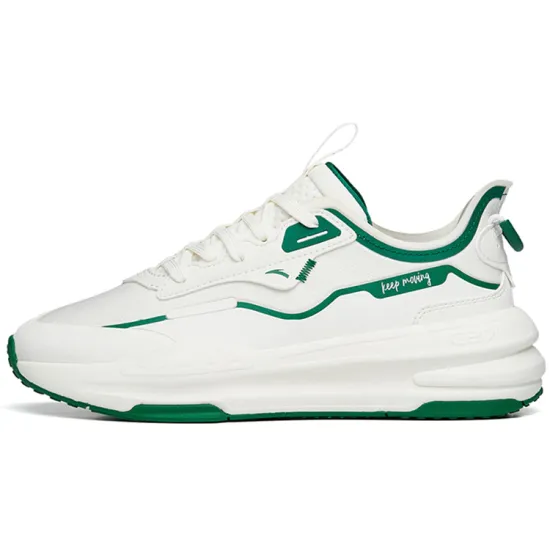 ANTA C37 Series Casual Shoes Women's Low-Top Ivory White/Green Pine
