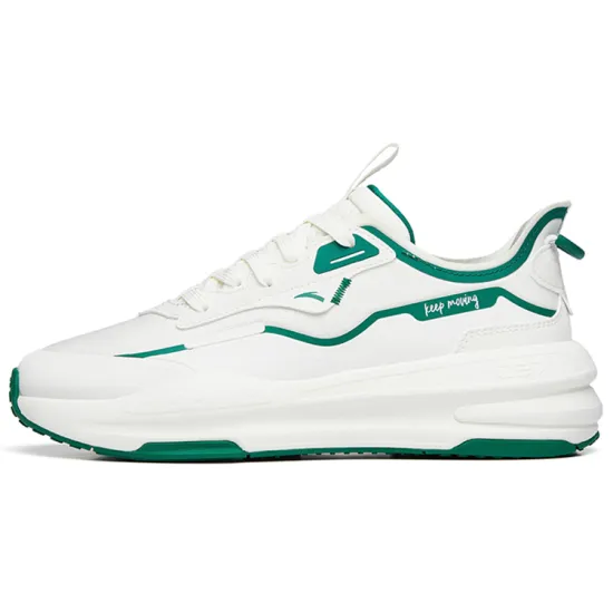 ANTA C37 Series Casual Shoes Men Low-Top Ivory White/Green Pine