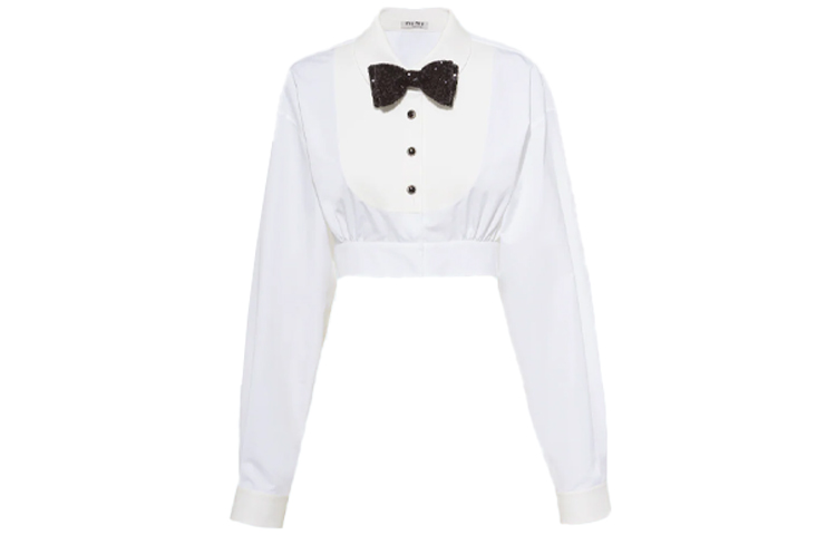 MIU MIU Shirts Women's White Suit Collar Moderate Shirt