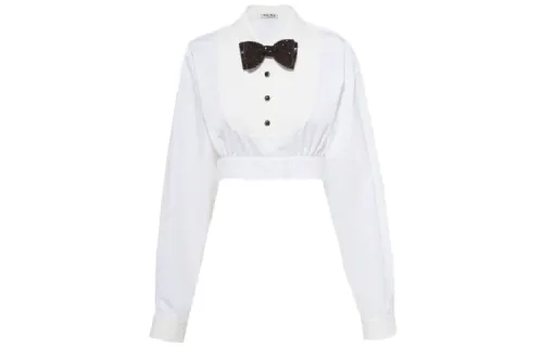 MIU MIU Shirts Women's White Suit Collar Moderate Shirt