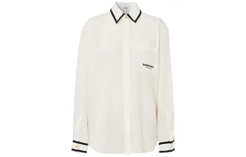 Burberry Shirts Women's White Lapel Moderate Shirt