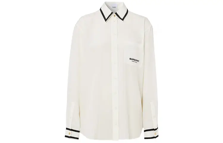 Burberry Shirts Women's White Lapel Moderate Shirt