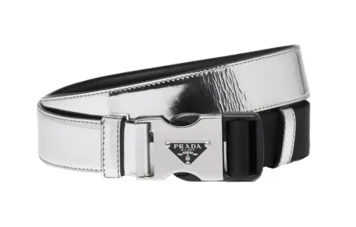 PRADA Leather Belts Men's Silver