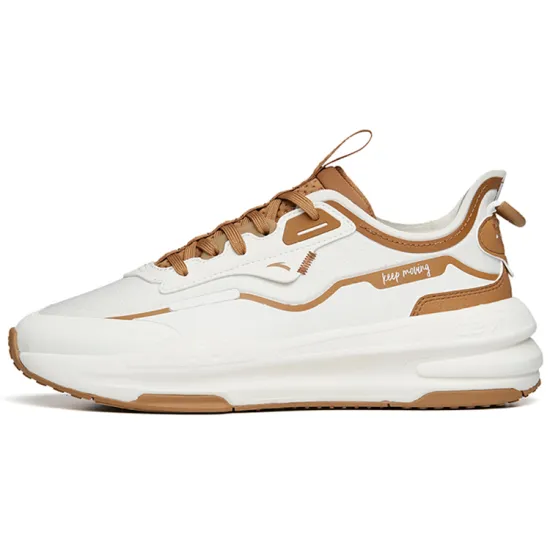ANTA C37 Series Casual Shoes Women's Low-Top Ivory White/Plaid Brown