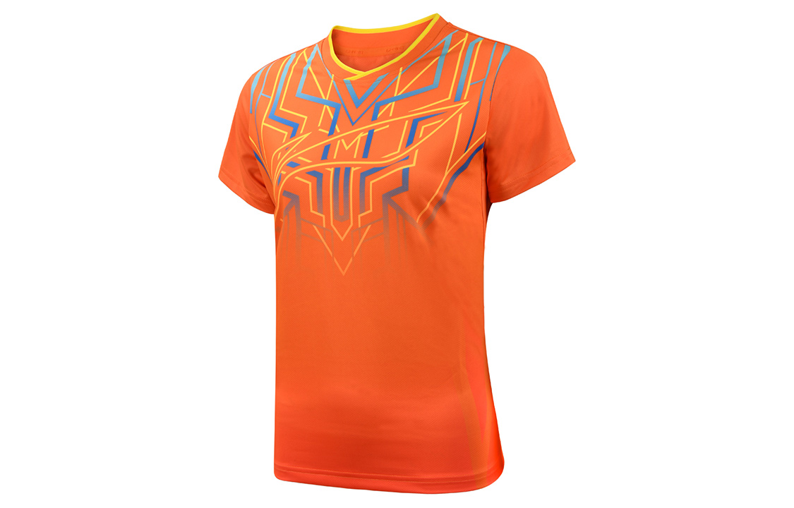 Li Ning Table Tennis Clothing Women’s Flame Orange Crew Neck Moderate