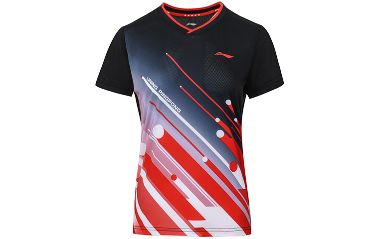 Li Ning Table Tennis Collection Table Tennis Clothing Women’s Black V Neck Moderate