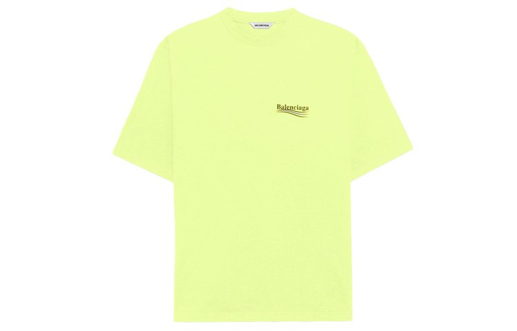 Женская футболка Balenciaga Political Campaign (флуоресцентно-желтая) — фото 2