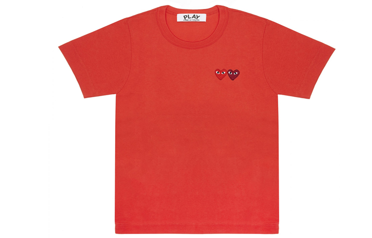 CDG Play Double Heart T-Shirt Red T